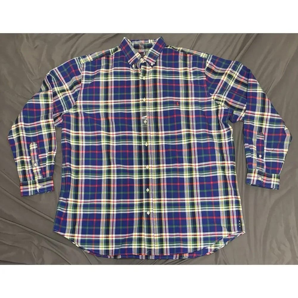 Polo Ralph Lauren Classic Fit Button Down‎ Plaid Shirt Mens 2XLT Multicolor L/S